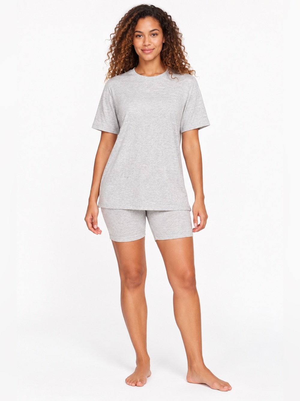 LOFT Light Heather Gray Short Sleeve Sleep Tee & Shorts